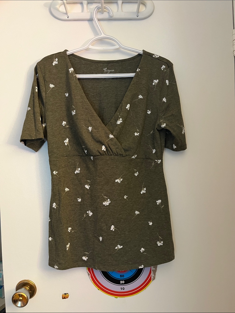 Olive Green Floral V-Neck Women’s maternity/nursing Top
